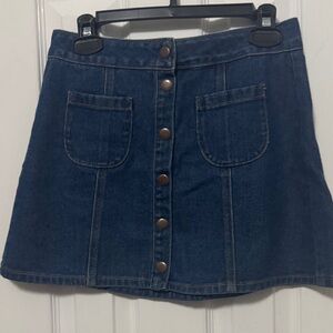 Denim Button-Front Skirt